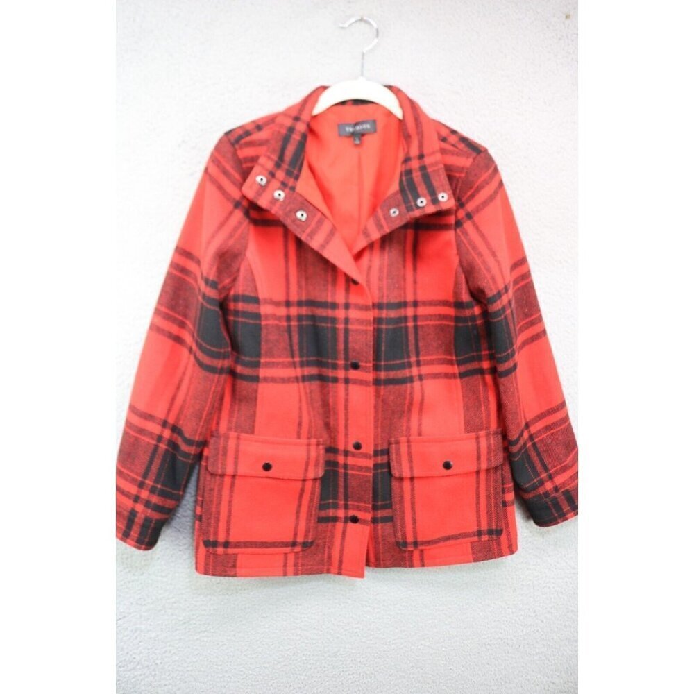 Talbots Wool Blend Red Plaid Jacket-Size Small-Preppy